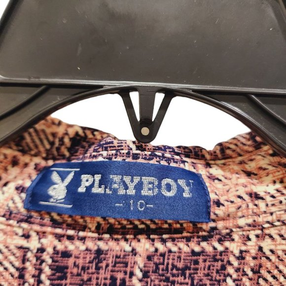 Playboy Shirt Women's Size 10 Plaid Amazingly Soft Boyfriend Fit Button Up - Picture 12 of 16